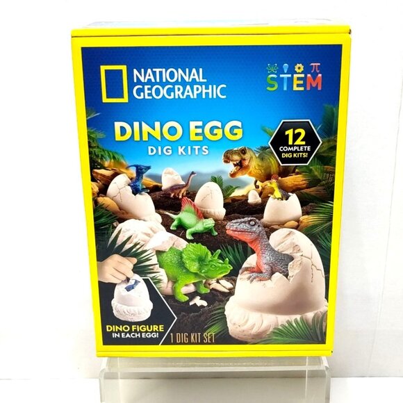 National Geographic Dino Egg Dig Kit Dinosaur Figures Tools Kids Science Toy NIB - Picture 1 of 12